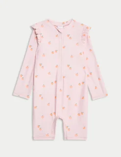 Peach Print All in One Swimsuit (0-3 Yrs)