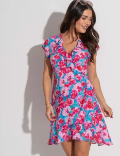 Penny Frill Wrap Woven Beach Dress