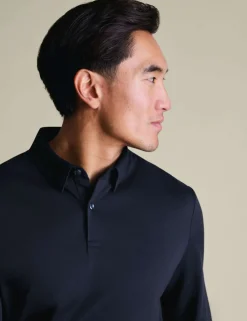 Performance Cotton Blend Long Sleeve Polo Shirt