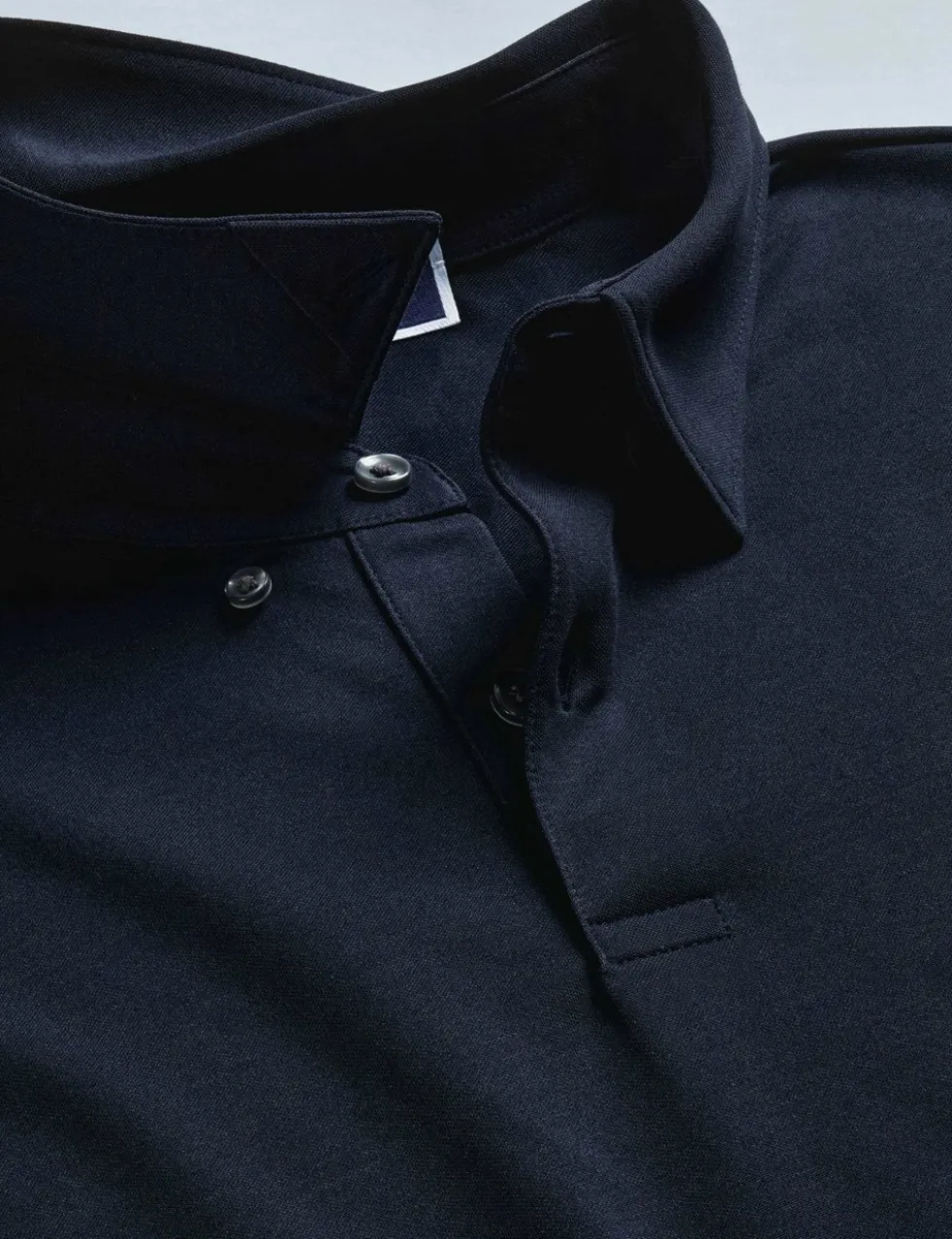 Performance Cotton Blend Long Sleeve Polo Shirt