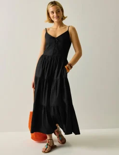 Perissa Pure Cotton V-Neck Midi Dress