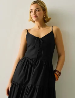 Perissa Pure Cotton V-Neck Midi Dress