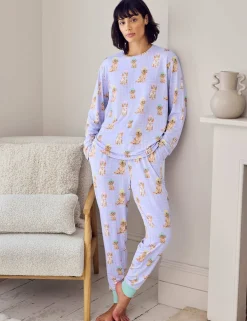 Petite Dog Print Crew Neck Pyjama Set