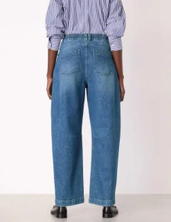 Petite Elasticated High Waisted Barrel Jeans