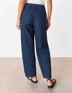 Pinstripe High Waisted Barrel Jeans