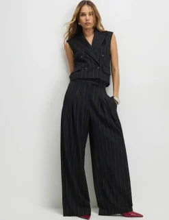 Pinstripe Wide Leg Trousers