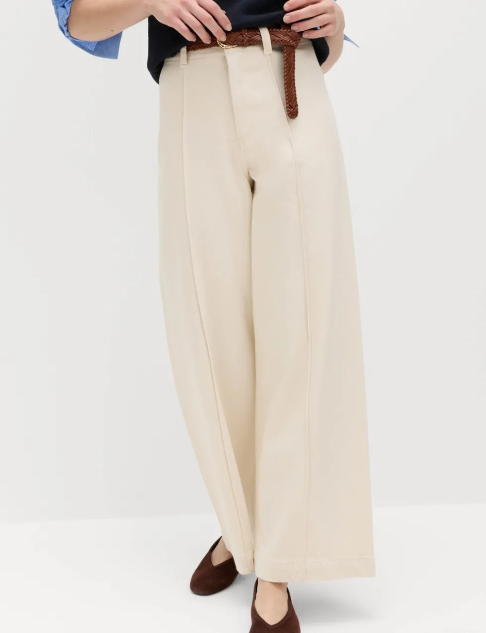 Pintuck Wide Leg Ankle Grazer Jeans