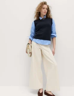 Pintuck Wide Leg Ankle Grazer Jeans