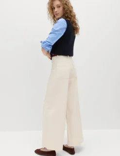 Pintuck Wide Leg Ankle Grazer Jeans