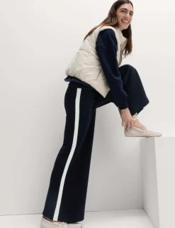 Pique Side Stripe Wide Leg Trousers