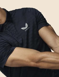 Pique Striped Technical Stretch Polo Shirt