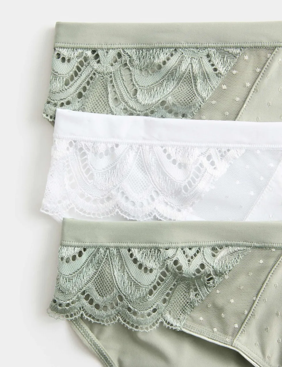 3pk Amelia Lace Bikini Knickers