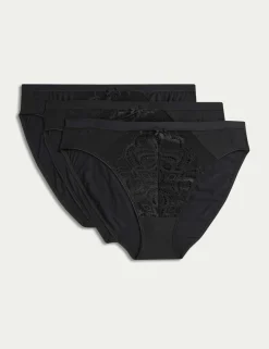 3pk Amelia Lace High Leg Knickers