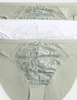 3pk Amelia Lace High Leg Knickers