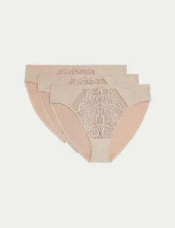 3pk Amelia Lace High Leg Knickers