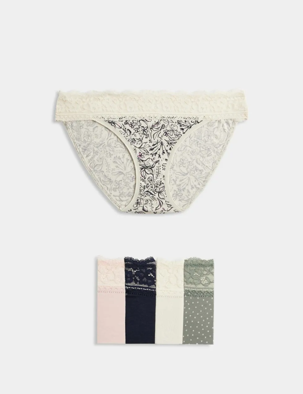5pk Cotton Blend Printed Bikini Knickers