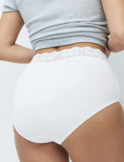 5pk Cotton Lycra® & Lace Full Briefs