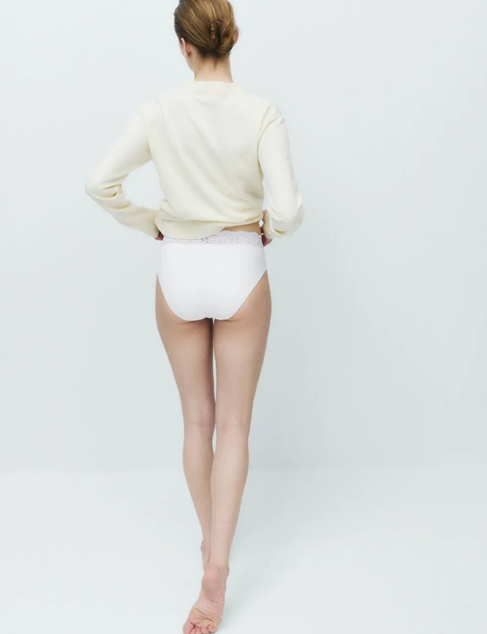 5pk Cotton Lycra® High Leg & Lace Knickers
