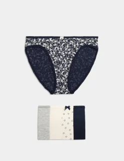 5pk Cotton Lycra™ High Leg Knickers