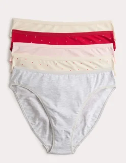 5pk Cotton Modal High Leg Knickers