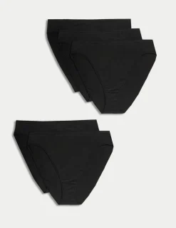 5pk Cotton Modal High Waisted High Leg Knickers