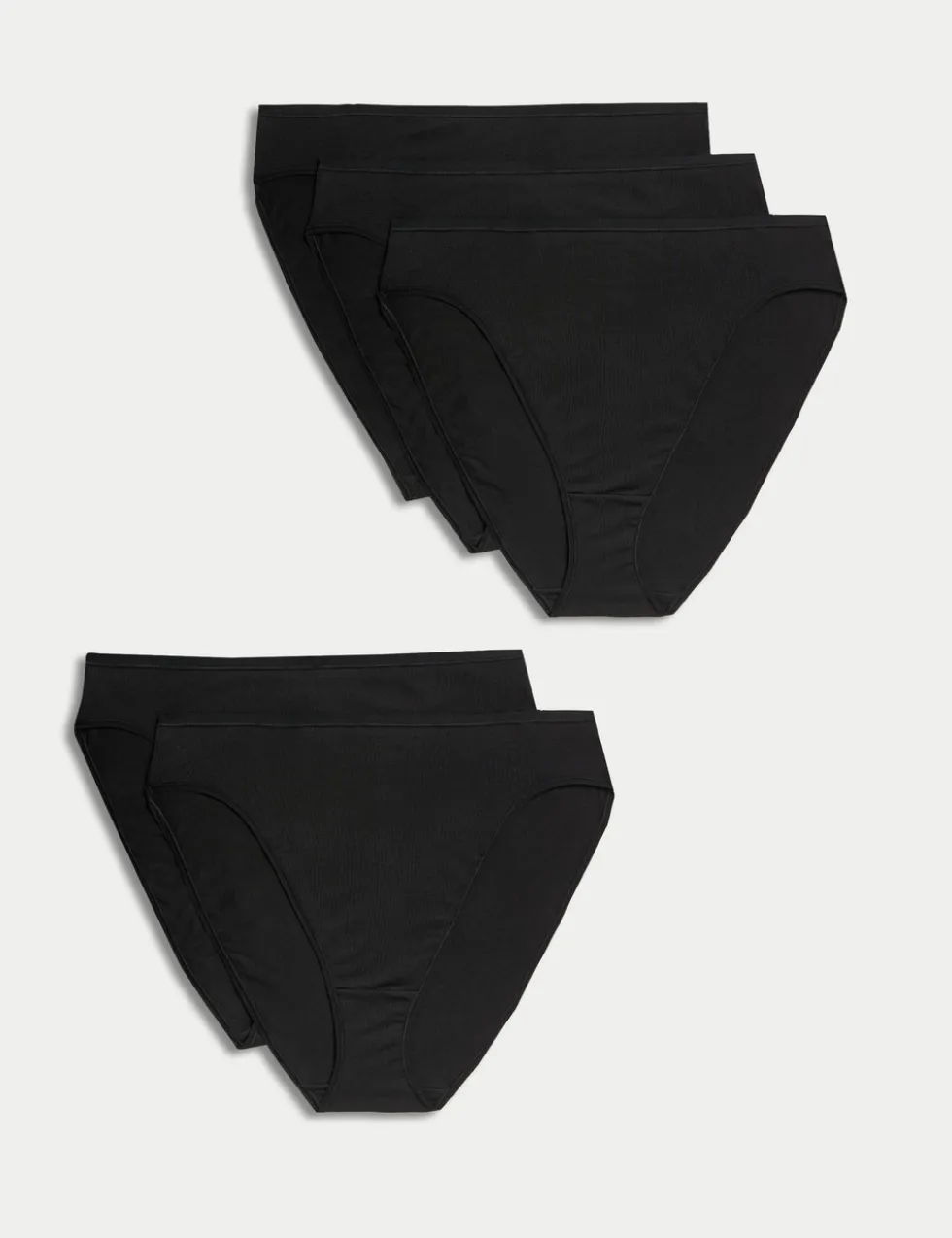 5pk Cotton Modal High Waisted High Leg Knickers