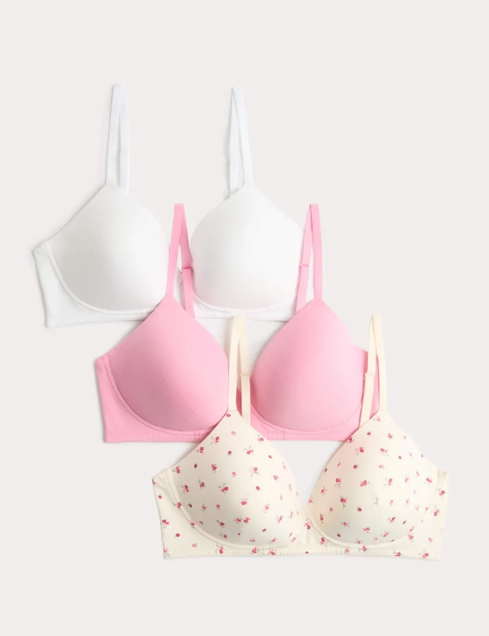 3pk Cotton Non Wired Full Cup T-Shirt Bra A-E