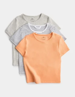 3pk Cotton Rich Fitted Crop T-Shirt (6-16 Yrs)