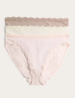 3pk Cotton Rich High Leg Knickers
