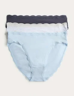 3pk Cotton Rich High Leg Knickers