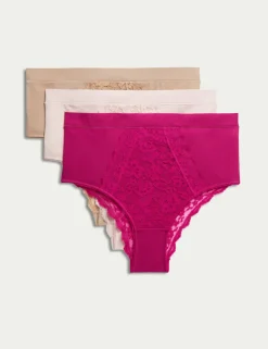 3pk Cotton Rich Lace Brazilian Stoma Knickers