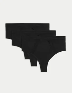 3pk Cotton Rich Lace High Waisted Stoma Thongs