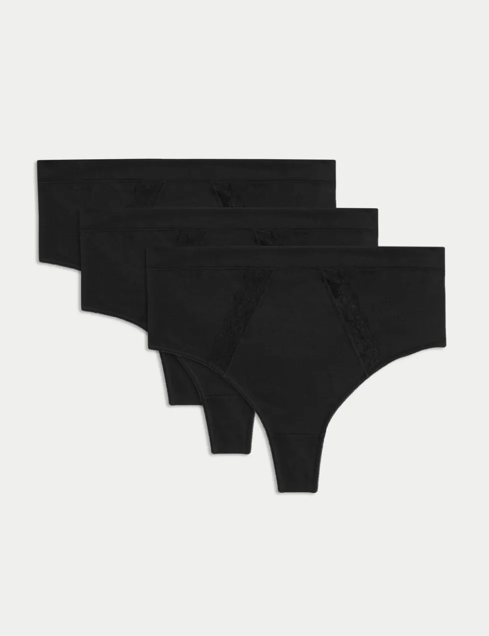 3pk Cotton Rich Lace High Waisted Stoma Thongs