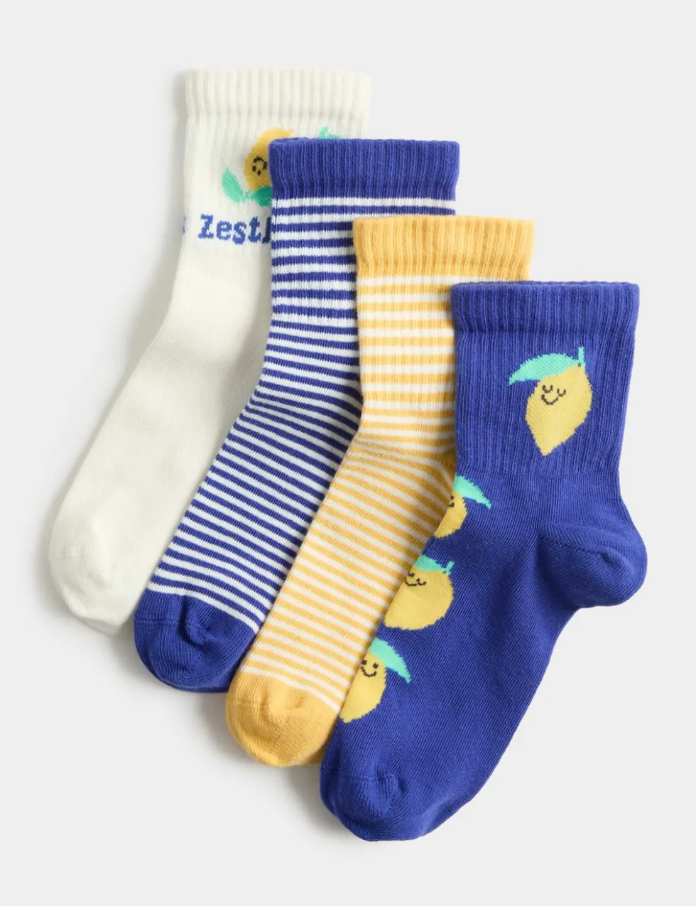 4pk Cotton Rich Lemon Socks (6 Small - 7 Large)
