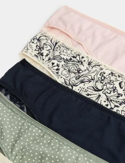 5pk Cotton Rich Printed Brazilian Knickers