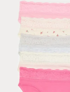 5pk Cotton Rich Printed High Leg Knickers