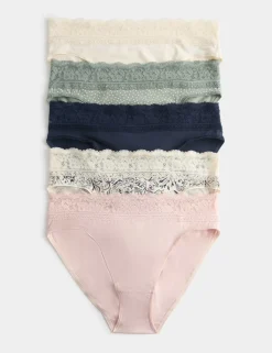 5pk Cotton Rich Printed High Leg Knickers