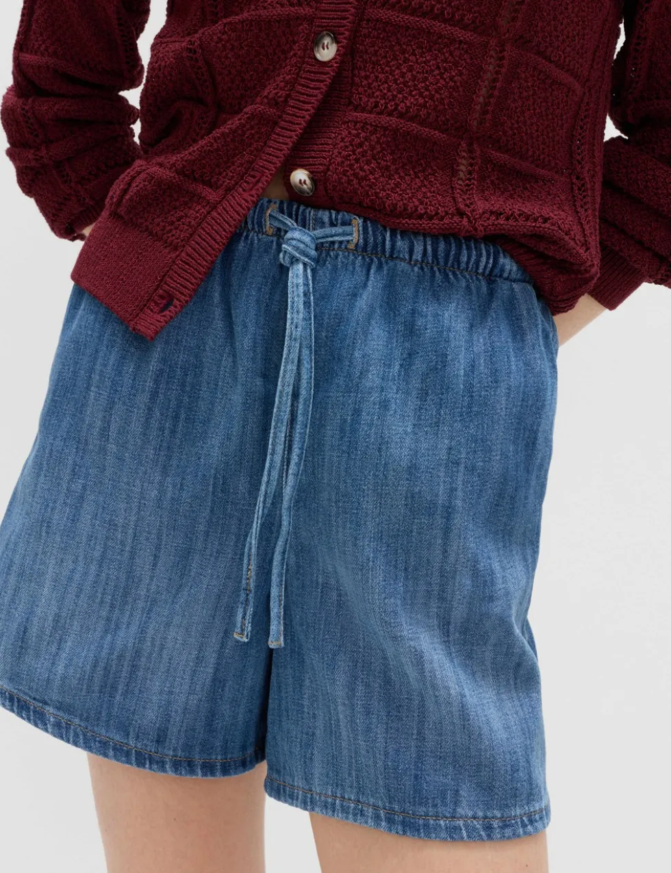 2pk Cotton Rich Pull On Denim Shorts
