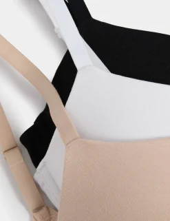 3pk Cotton Wired Push-Up Bras A-E