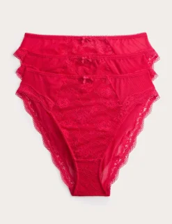 3pk Jasmine Lace High Waisted High Leg Knickers