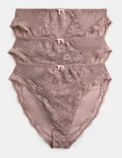 3pk Jasmine Lace High Waisted High Leg Knickers