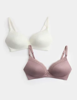 2pk Jasmine Lace Trim Maternity Nursing Bra B-G