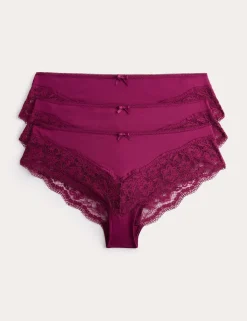 3pk Lace Trim Brazilian Knickers