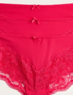 3pk Lace Trim Brazilian Knickers