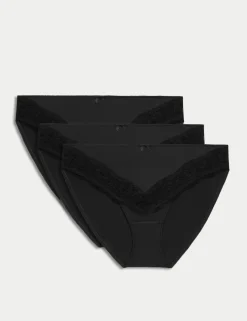 3pk Lace Trim High Leg Knickers