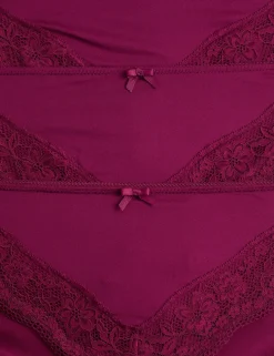3pk Lace Trim High Leg Knickers