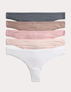 5pk Microfibre Low Rise Thongs