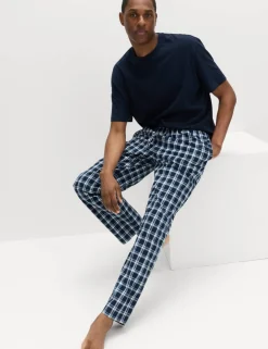 2pk Pure Cotton Checked Pyjama Bottoms