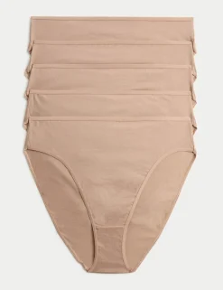 5pk Pure Cotton High Leg Knickers