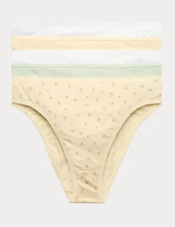 5pk Pure Cotton High Leg Knickers
